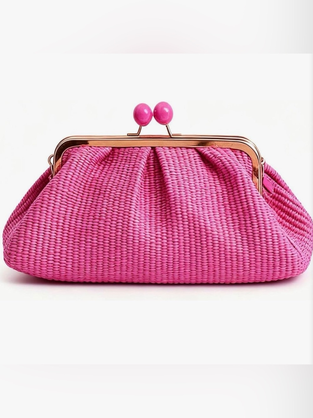 NEW Pink Woven Kiss-Lock Clutch
